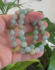 Genuine Ice Jadeite Jade Round Multiple Colors Beads Bracelet ( 9.5 mm)