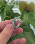 Natural Burmese Green Jadeite Jade Bend Men's Ring