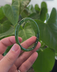 " Petite" Natural Green Nephrite Jade Bangle Bracelet (55-62 mm) 