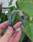 Baikalla "Half Round" Unique Blue Green Jadeite Jade Bangle Bracelet (54.43 mm) 