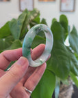 "Classic Princess Half Round" Green Jadeite Jade Bangle (53 mm) 