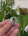 Genuine Burmese Blue-green Jadeite Jade Men's Band Ring