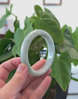 Baikalla "Half Round" Light Green Jadeite Jade Bangle Bracelet (62.23 mm) 