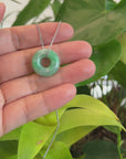 Baikalla "Good Luck Button" Necklace Green Jadeite Jade Pendant