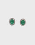 Baikalla™ Classic 18k White Gold AA Emerald Stud Earrings With Diamonds