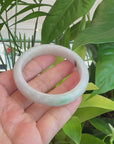 Genuine Burmese Light Lavender & Green Jadeite Jade Bangle Bracelet (56.33 mm) 