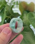 Natural Burmese Green Jadeite Jade Bend Men's Ring