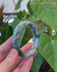 Baikalla "Half Round" Unique Blue Green Jadeite Jade Bangle Bracelet (56.58 mm) 