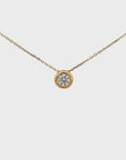 14K Yellow Gold Round Moissanite Pendant Necklace