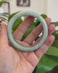 Baikalla Genuine White & Green Burmese Jadeite Jade Bangle Bracelet (62.53mm) 