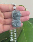 Baikalla™ Pi Xiu Genuine Burmese Blue Green Jadeite Jade PiXiu Pendant Necklace (FengShui Lucky)