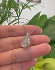 Baikalla "Hulu" 18k White Gold Natural Ice Jadeite Jade Pendant W/ Diamonds