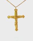 24k Yellow Gold Cross Charm Necklace