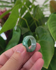 Natural Burmese Green Jadeite Jade Bend Men's Ring