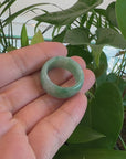 Genuine Burmese Blue-green Jadeite Jade Men's Band Ring