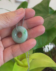 Baikalla "Good Luck Button" Necklace Green Jadeite Jade Pendant For Men