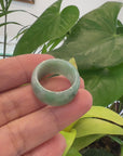 Burmese Blue-green Jadeite Jade Men's Band Ring