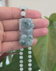 Baikalla™ Pi Xiu Genuine Burmese Blue Green Jadeite Jade PiXiu Pendant Necklace (FengShui Lucky)