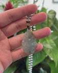 Baikalla™ Genuine Burmese Icy Oil Green Jadeite Jade Nine Tailed Fox Pendant Necklace