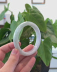 Baikalla "Half Round" Lavender and Green Jadeite Jade Bangle Bracelet (62.85 mm) 