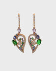 Baikalla 18K Rose Gold Sapphire and Zircon Heart Dangle Earrings