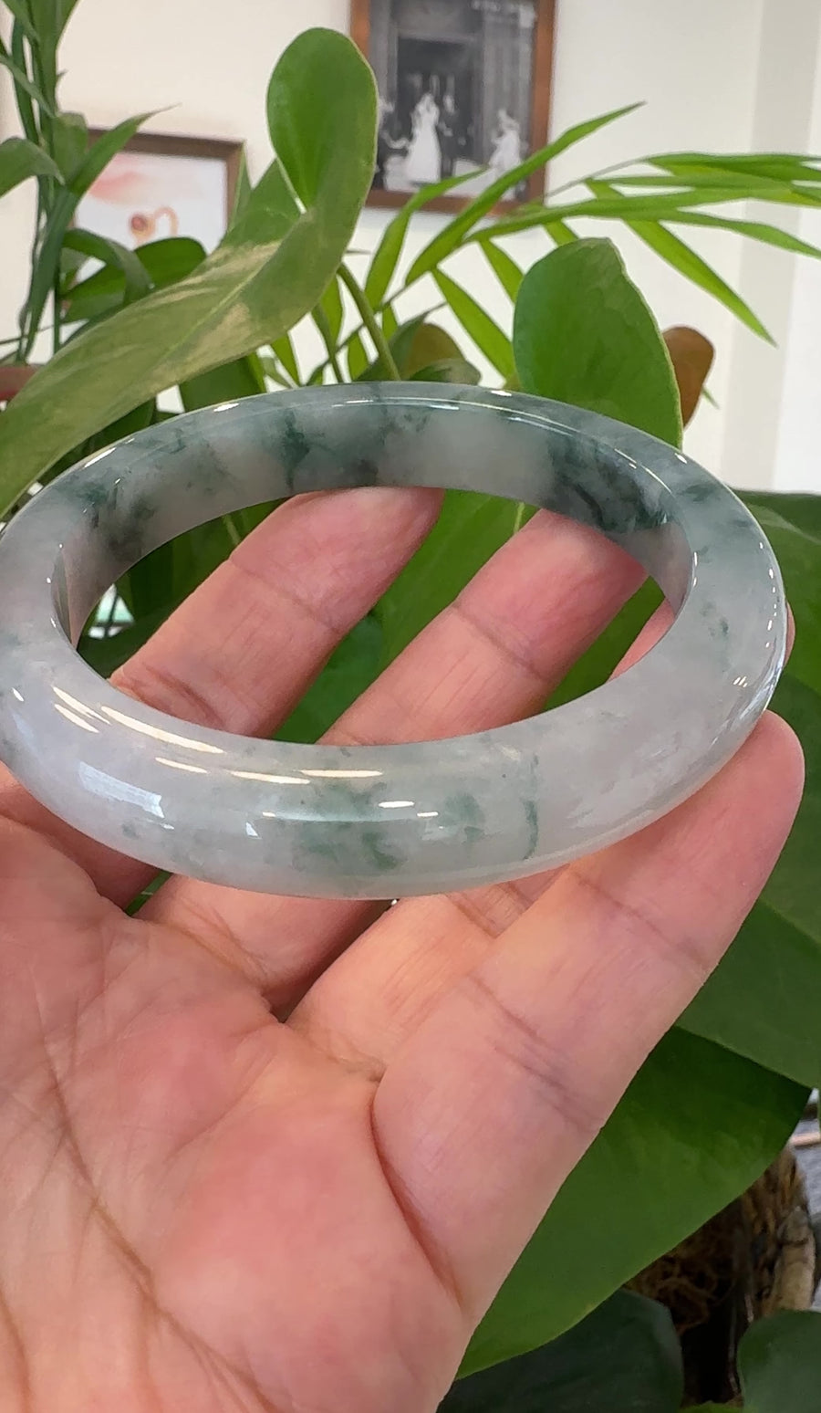 Burmese High-end Ice blue green Jade Jadeite Bangle Bracelet (61.55mm) ( Collectibles )T266