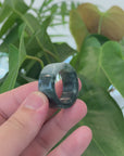 Genuine Burmese Blue-green Jadeite Jade Men's Band Ring