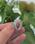 Natural Burmese Green Jadeite Jade Bend Men's Ring