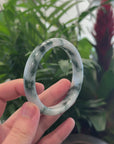 "Classic Princess Half Round" Blue- Green Jadeite Jade Bangle (61.5 mm) 