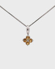 14k White Gold Natural Citrine 4 Stone Necklace With Diamonds