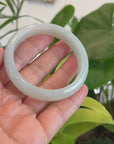 Baikalla "Classic Bangle" White Natural Burmese Jadeite Jade Bangle ( 57.39mm ) 