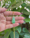 Natural Unique Jadeite Jade Lucky Bottle Necklace with 14k Yellow Gold Bail