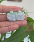 Genuine Burmese Lavender Green Jadeite Jade PiXiu Pendant Necklace