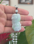 Baikalla™ Pi Xiu Genuine Burmese Lavender Green Jadeite Jade PiXiu Pendant Necklace (FengShui Lucky)