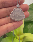 Baikalla High-end 14K White Gold Genuine Burmese Ice Jadeite Jade Buddha Pendant with Diamonds High Jewelry