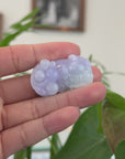 Natural  Burmese Ice Lavender Green Jadeite Jade PiXiu Pendant Necklace