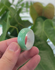 Baikalla Genuine Burmese Green Jadeite Jade Bend Men's Ring