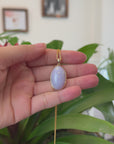 14K Gold Natural Lavender Burmese Jadeite Cabochon Necklace