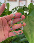 High Multiple Colors Jadeite Jade Beads Bracelet With 18K Yellow Gold Clasp ( 6.5 mm )