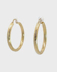 Baikalla 10k Gold Hallow Dangle Diamond Cut Hoop Earrings