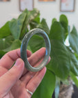 Baikalla "Half Round"  Light Green Jadeite Jade Bangle Bracelet (61 mm) 