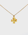 24k Yellow Gold Flower Pendant Necklace