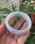 18k Yellow Gold Inlaid Genuine Burmese Jadeite Jade bangle Bracelet (58.5 mm) 