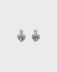 Baikalla™ Classic Heart Sterling Silver Natural Amethyst Citrine Garnet Earrings With CZ