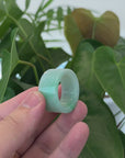 Baikalla Genuine Burmese Green Jadeite Jade Bend Men's Ring