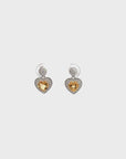 Baikalla™ Classic Heart Sterling Silver Natural Amethyst Citrine Garnet Earrings With CZ