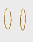 Baikalla 18k Solid Gold Dangle Diamond Cut Hoop Earrings