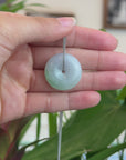 Baikalla "Good Luck Button" Necklace Lavender Jadeite Jade Lucky Ping An Kou Pendant