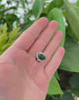 18k White Gold Natural Imperial Green Jadeite Jade Engagement Ring With Diamonds