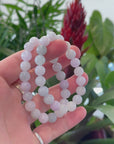 Baikalla Natural Jadeite Jade Round Light Lavender Beads Bracelet (9.5mm)